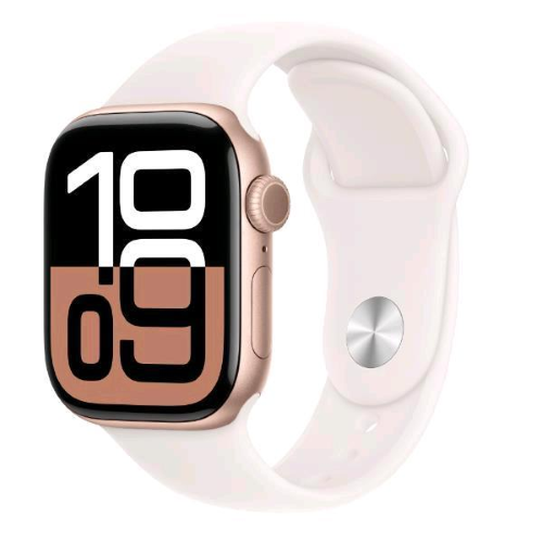 Apple Watch Series 10 (GPS) - 46 mm - alluminio oro rosa - smartwatch con fascia sportiva - fluoroelastomero - light blush - dimensione della fascia: M/L - 64 GB - Wi-Fi 4, UWB, Bluetooth - 36.4 g